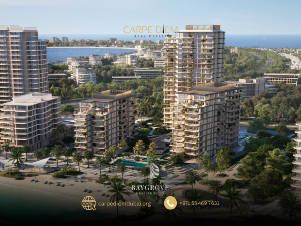Spacious open-plan living room interior with floor-to-ceiling windows and skyline views at Bay Grove