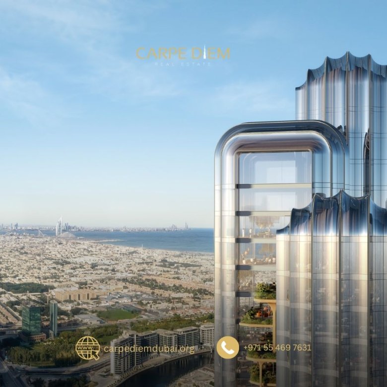 Exterior view of LUMENA by OMNIYAT, a 260-meter commercial tower in Business Bay Dubai
